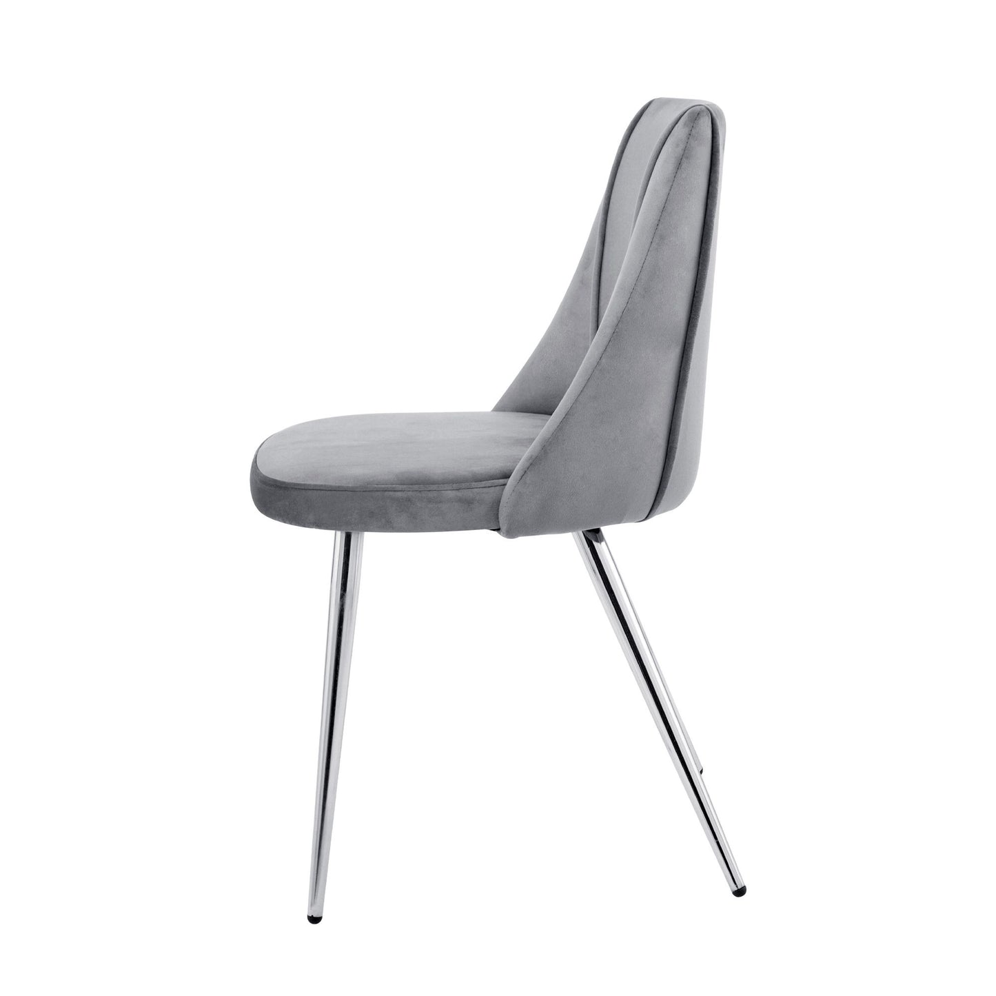 Modern Velvet Dining Chairs, Upholstered Accent Chairs With Chrome Legs For Home And Kitchen - Gray