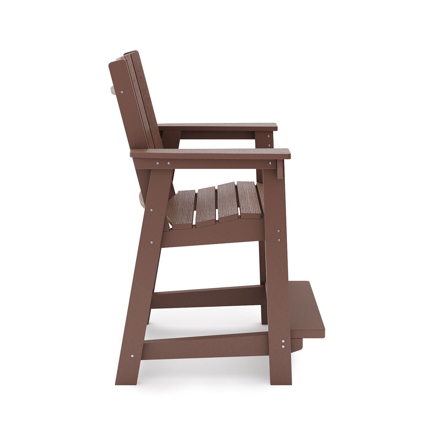 Modern Counter Chair Sleek HDPE Poly Lumber For Dining, Patio, And Garden Comfort - Brown