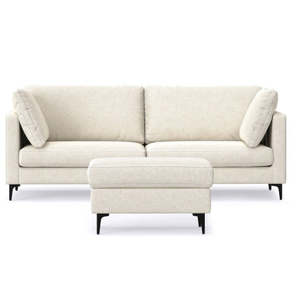 Ava - Mid Century Sofa With Ottoman Set - Cream