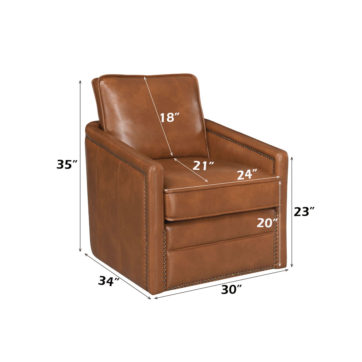 Rocha - Leather Aire Swivel Chair With Glider - Brown