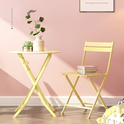3 Piece Patio Bistro Set Of Foldable Round Table And Chairs - Yellow