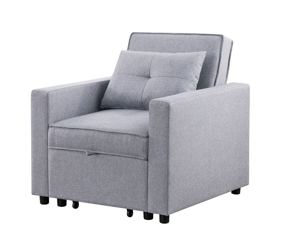 Zoey - Convertible Sleeper Chair With Side Pocket - Light Gray