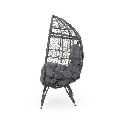Cosmos - Round Hammered Iron Teardrop Chair - Gray