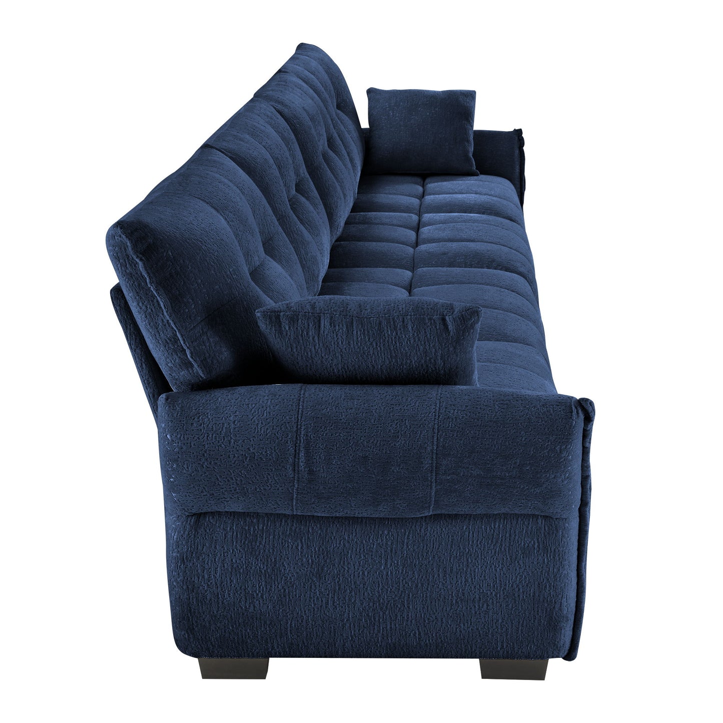 Modern 3 Seater Sofa Set And Pillows Frame, Textured Cover - Blue