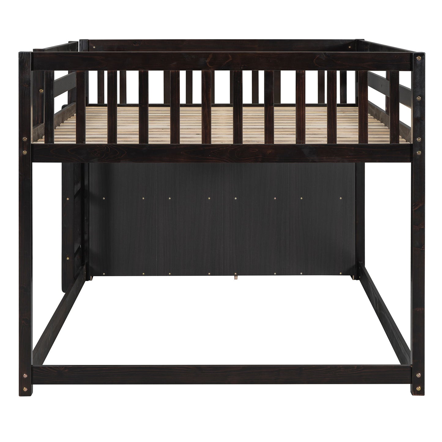 Full Over Full Bunk Bed With Storage Drawers And Shelves - Espresso