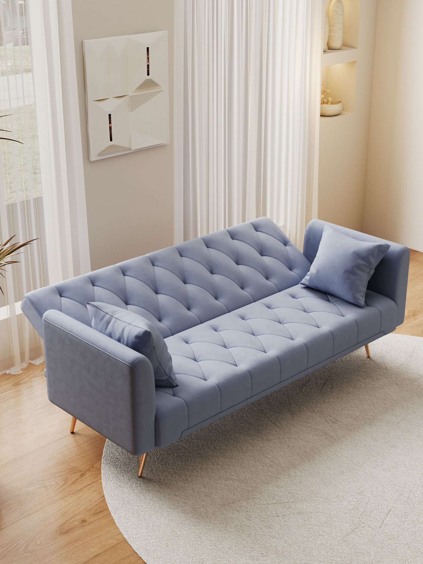 Convertible Double Folding Living Room Sofa Bed - Gray