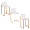 Fuji - Contemporary High Back Counter Stool (Set of 3) - Gold / White