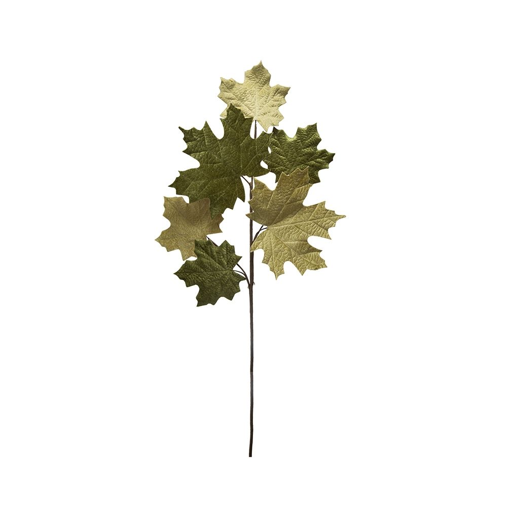 Velvet Maple Leaf Spray, Botanicals Decor For Harvest Festival Fall Festival & Thanksgiving Table Decorations (Set of 6) - Green