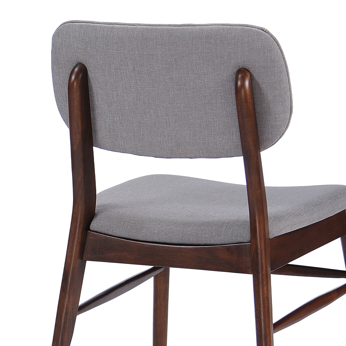Mid Century Modern Upholstered Dining Chairs With Splayed Rubberwood Legs (Set of 2) - Light Gray