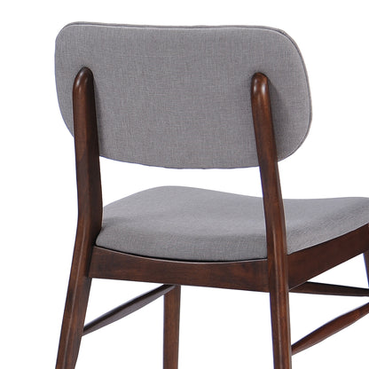 Mid Century Modern Upholstered Dining Chairs With Splayed Rubberwood Legs (Set of 2) - Light Gray