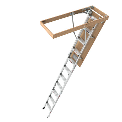 Aluminum Attic Ladder 350-Pound Capacity 22 1 / 2" x 54" Opening 7-10' Ceiling - Metallic Gray
