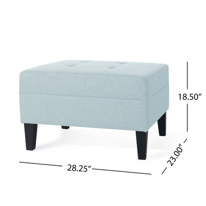 Classic Ottoman With Cushioned Top - Blue