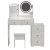 Fashion Vanity Desk With Mirror And Lights For Makeup And Cushioned Chair, Adjustable 3 Color Lighting - White