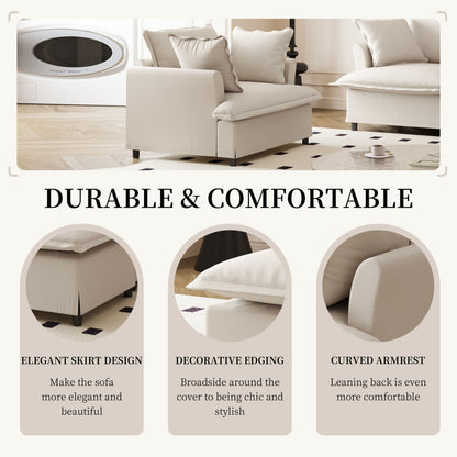 Oversized Single Seat Sofa Module For Modular Sectional Wide Seat, Armchair With Pillows Modern Upholstered Comfy Single Couch Lounge - Beige