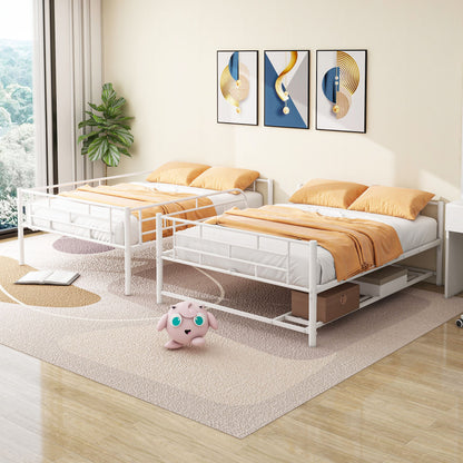 Full Over Full Bunk Bed With Shelf And Guardrails - White
