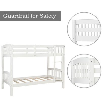 Twin Over Twin Bunk Bed & Ladder - White