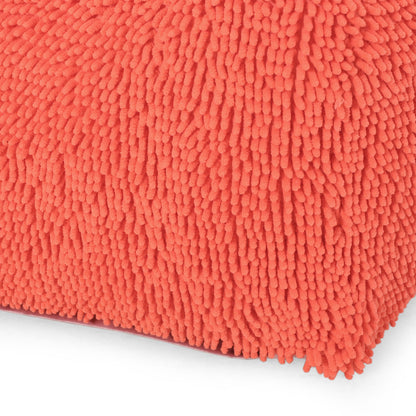 Spongy - Microfiber Square Pouf With Cozy Texture - Coral