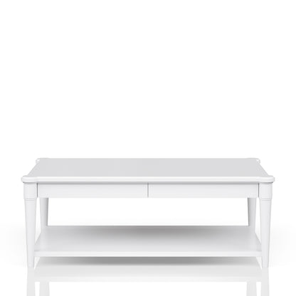 Cocktail Table With Two Storage Drawers And Casters - White