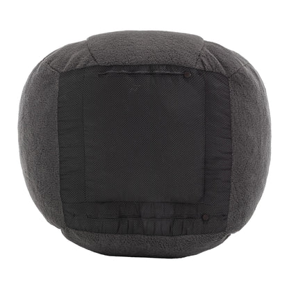 Comfy Bean Bag Chair With Filler, Tufted Memory Foam Sofa Teddy Fabric, Fluffy And Cozy Seating For Dorm, Apartment, Or Living Room - Dark Gray