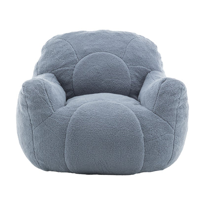 Comfy Bean Bag Chair With Filler, Tufted Memory Foam Sofa Teddy Fabric, Fluffy And Cozy Seating For Dorm, Apartment, Or Living Room - Light Blue