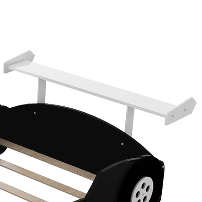 Full Size Race Car Shaped Platform Bed With Wheels - Black