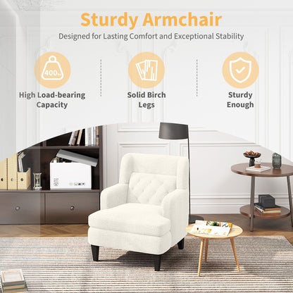 Upholstered Accent Chair Tufted Armchair For Living Room - Beige