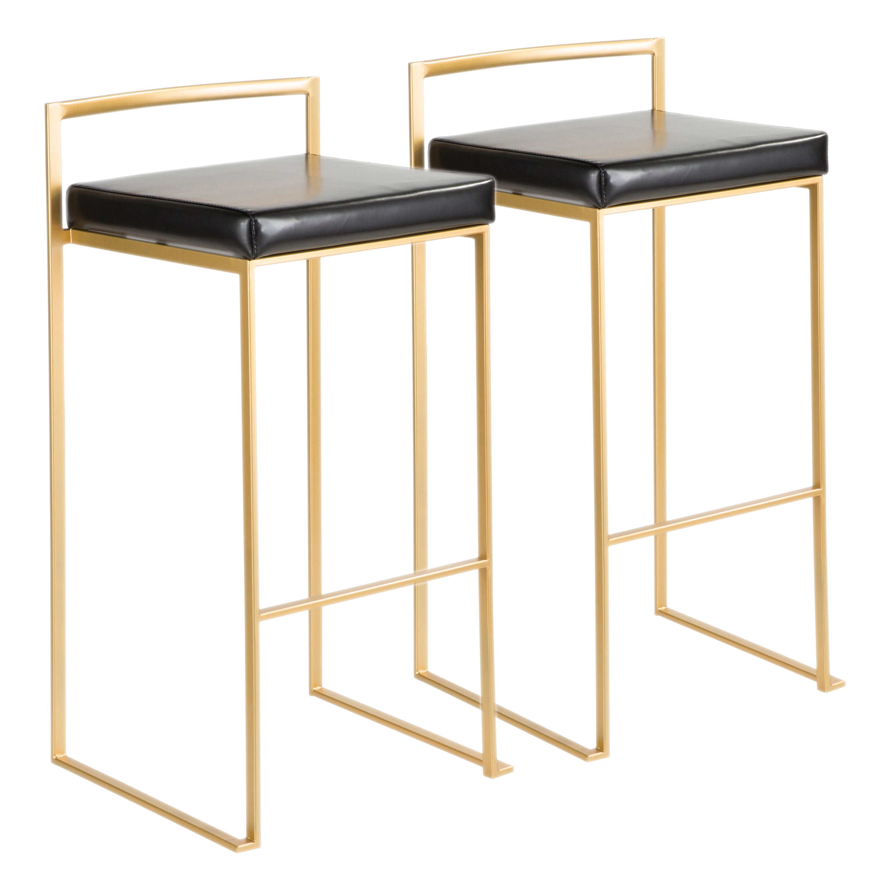 Fuji - Contemporary / Glam Barstool (Set of 2) - Gold / Black