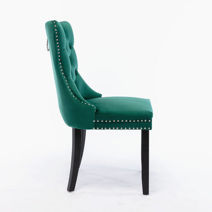 Nikki - Modern, High-End Tufted Solid Wood Contemporary Velvet Upholstered Dining Chair With Wood Legs Nailhead Trim (Set of 2) - Green