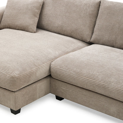 Oversized Sectional L Shaped Cloud Couch With USB Charging Port Cup Holder Deep And Wide Seat Sofa With Chaise Comfy - Khaki