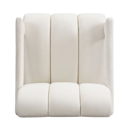 Modern Minimalist Leisure Armchair With L Shaped Armrests For Living Room - White