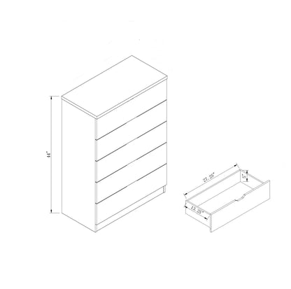 5 Drawer Chest Metal Handles Locking Top Drawer Metal Glide Rails Melamine Laminate - Red Cocoa Espresso
