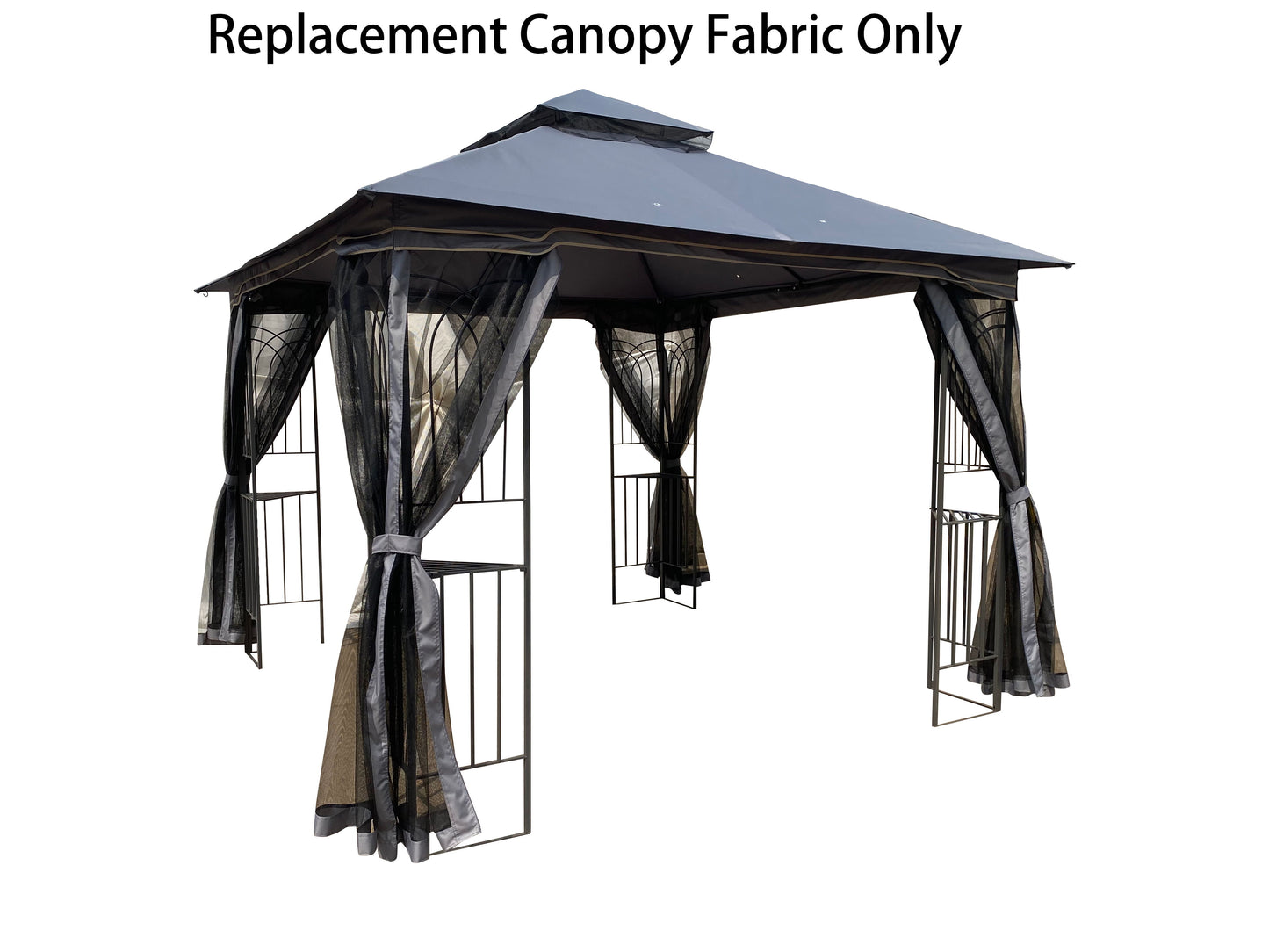 Patio Double Roof Gazebo Replacement Canopy Top Fabric - Gray