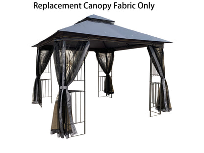 Patio Double Roof Gazebo Replacement Canopy Top Fabric - Gray