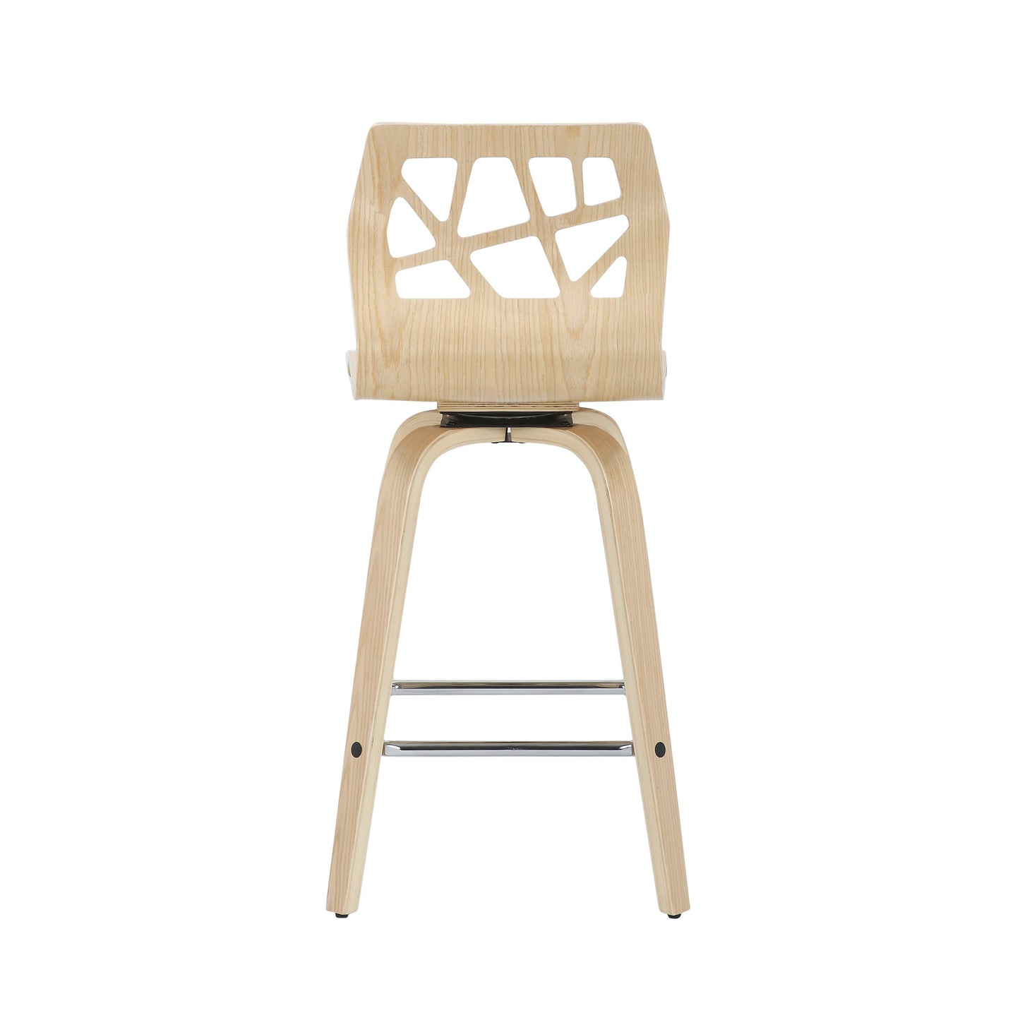 Folia - Mid-Century Modern Counter Stool With Footrest (Set of 2) - Natural / Cream / Chrome