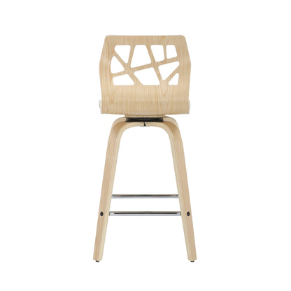 Folia - Mid-Century Modern Counter Stool With Footrest (Set of 2) - Natural / Cream / Chrome