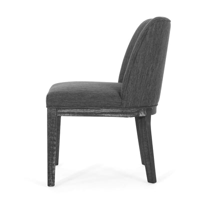 Modern Rustic Dining Chair (Set of 2) With Solid Wood Frame - Charcoal