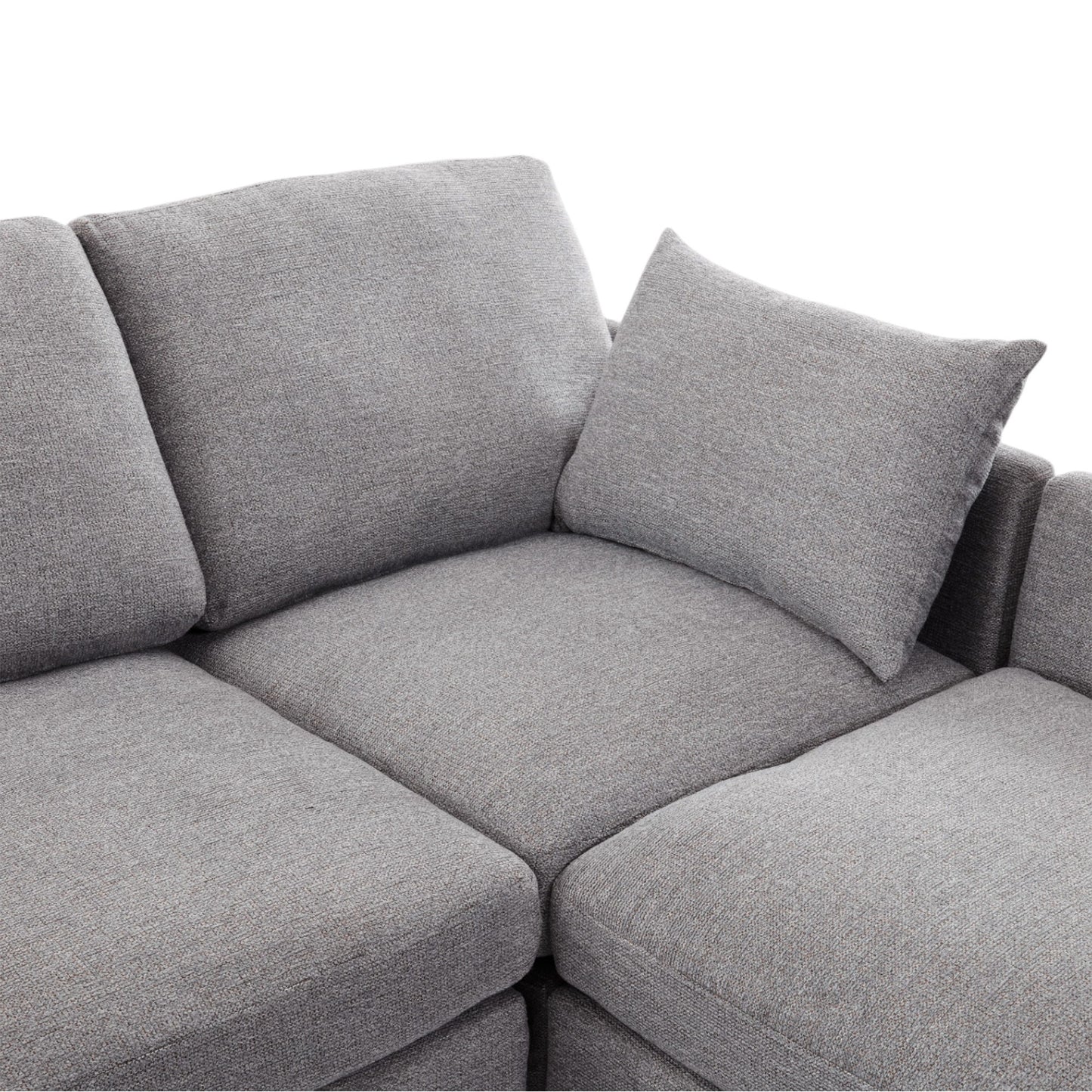 Sectional Sofa Modular Sofa U - Shaped Sofa Couch Sofa Bed L - Shaped Sofa With A Movable Ottoman And Two USB Ports For Living Room - Light Gray