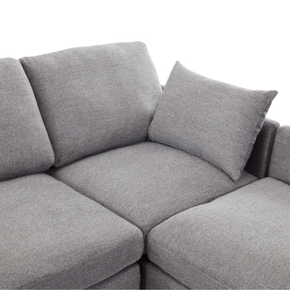 Sectional Sofa Modular Sofa U - Shaped Sofa Couch Sofa Bed L - Shaped Sofa With A Movable Ottoman And Two USB Ports For Living Room - Light Gray
