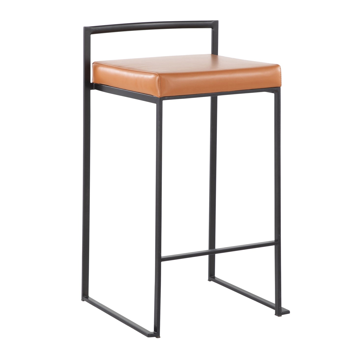 Fuji - Contemporary Stackable Counter Stool (Set of 2) - Black / Camel