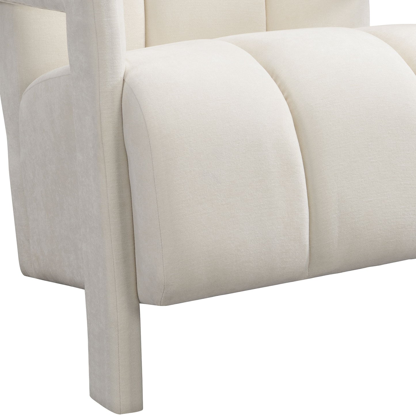 Modern Minimalist Leisure Armchair With L Shaped Armrests For Living Room - White