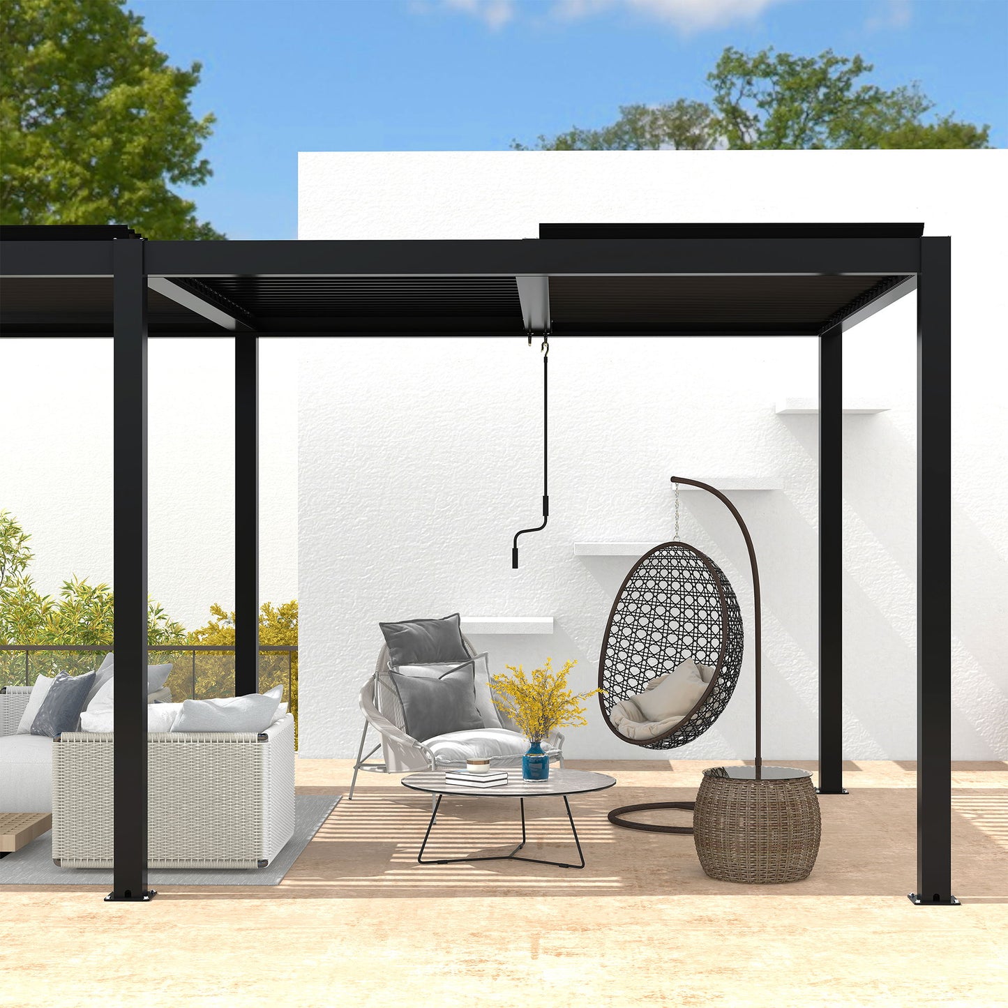 10 x 19 Ft Louver Pergola Frame & Louvers - Black
