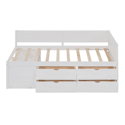Twin Size Daybed With Drawers And Shelves - White