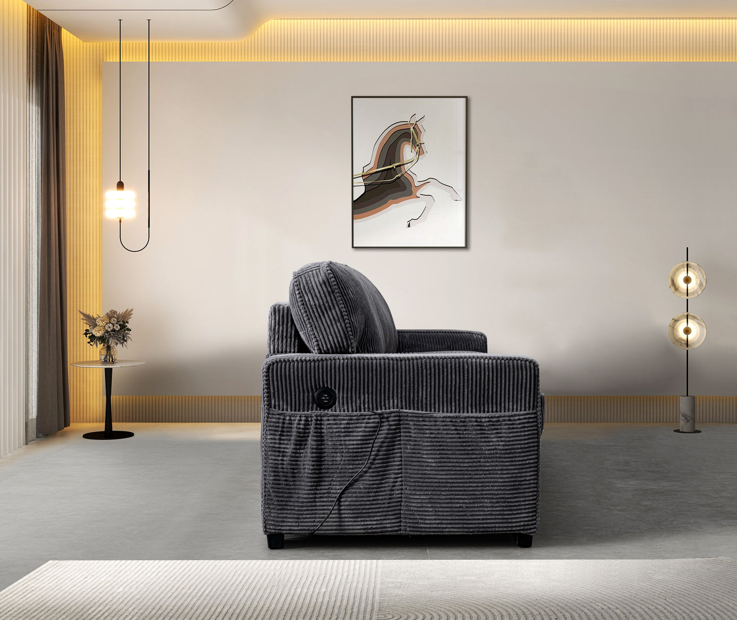 Stationary Loveseat - Gray