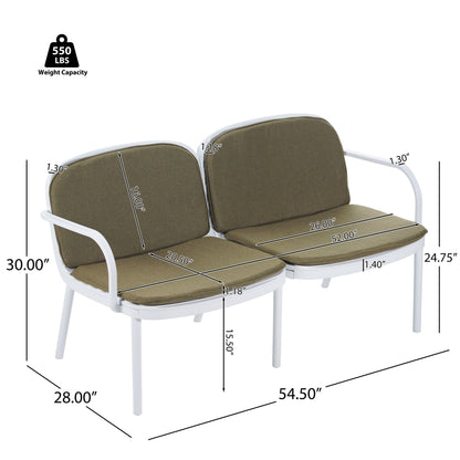 Luna - Outdoor Patio Loveseat - White / Green