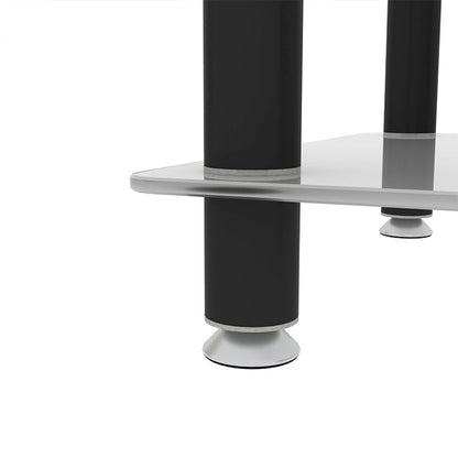 Side Table, 2 Tier Space End Table, Modern Night Stand, Sofa Table, Side Table With Storage Shelve - White / Black