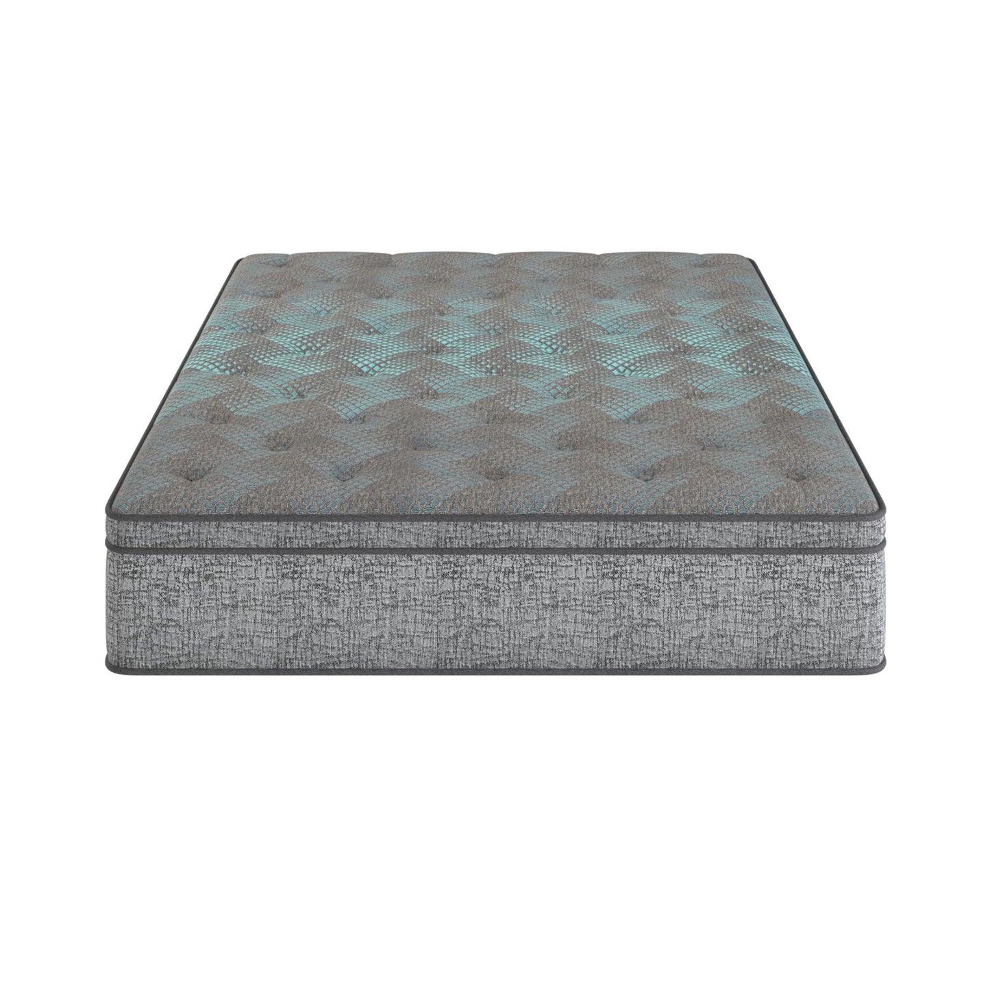 Comfort Care - 12" Queen Hybrid Euro Top Mattress Plush Comfort - Gray / Blue