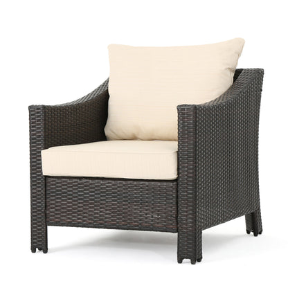 Antibes - 4 Pieces Wicker Chat Set - Brown / Beige