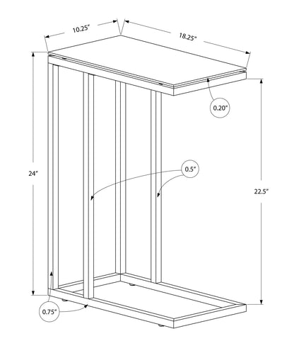 Accent Table, C - Shaped, Tempered Glass, Contemporary & Modern - White