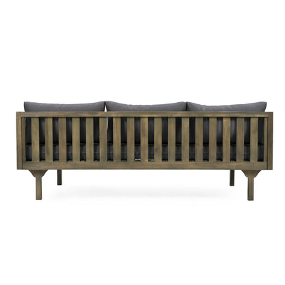 Claremont - 3 Seater Daybed With Slat Paneling And Water Resistant Cushions - Gray