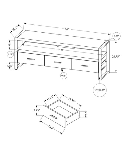 TV Stand, Console, Media Entertainment Center, Storage Drawers, Contemporary & Modern - Gray
